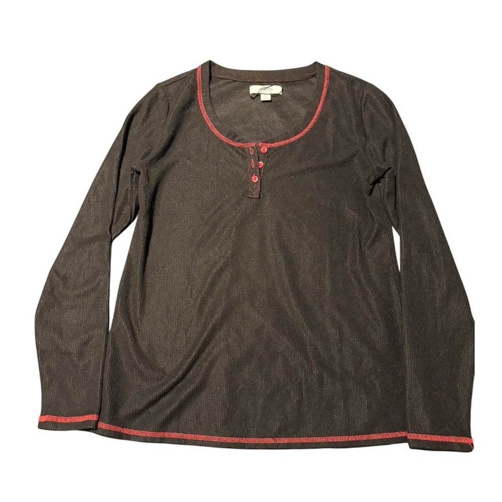 Sonoma Black and Red Waffle Knit Long Sleeve Size Small